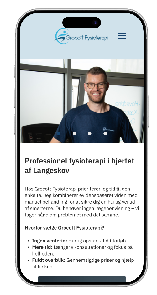 Figma-design til Grocott Fysioterapi